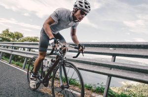 Cyclist in maximum effort