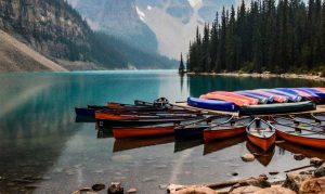 canoes in lake
