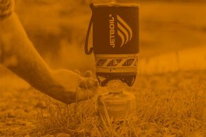 jetboil stove being lit