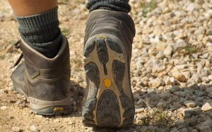 walking in hiking boots