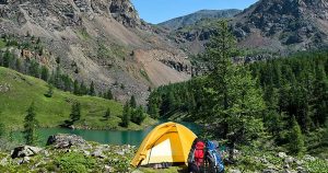 summer camping in mountains