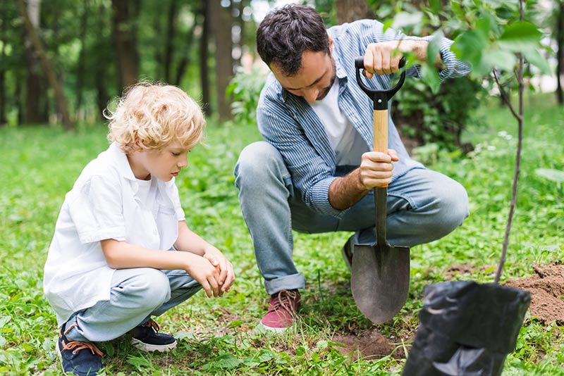 father son gardening