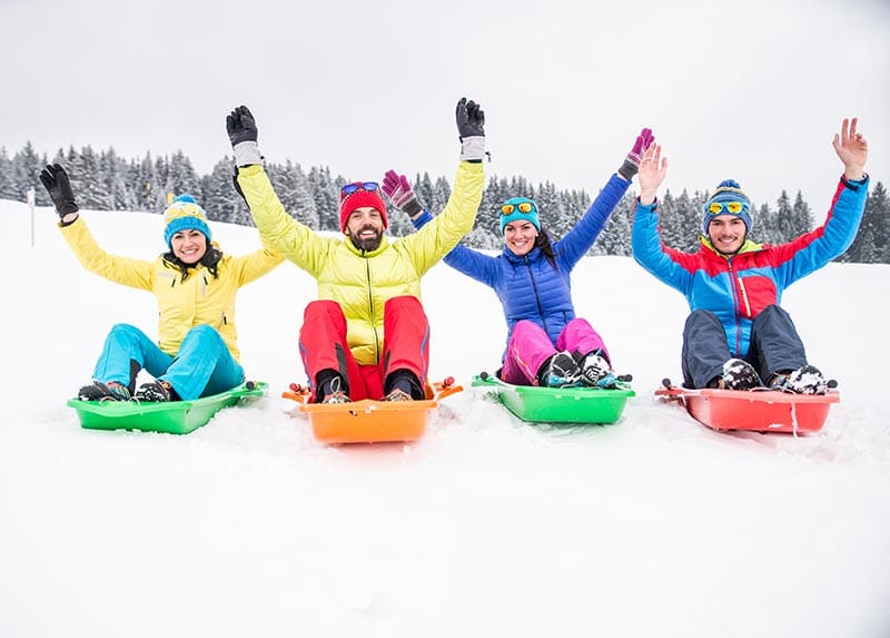 friends sledding