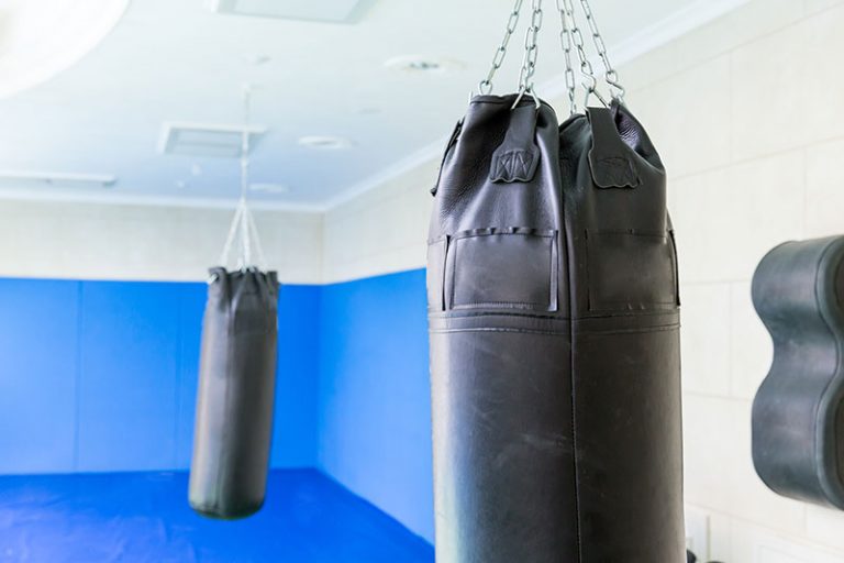 hanging heavy bag from squat rack