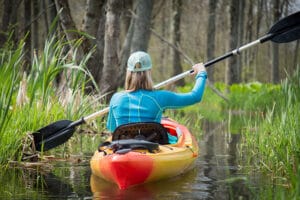 girl kayaking flatwater
