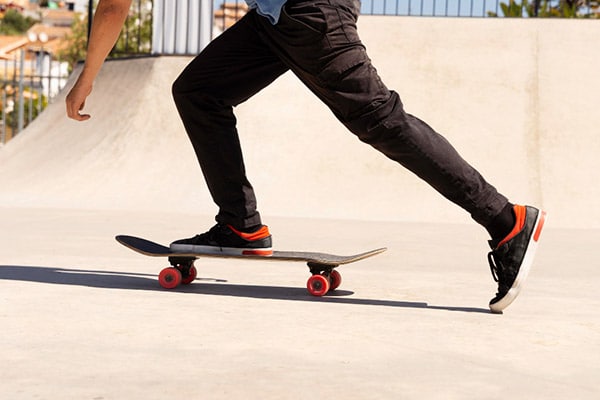 closeup of guy on skateboard