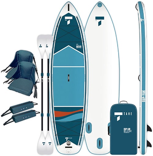 TAHE Beach SUP-Yak Tandem Inflatable Stand Up Paddle Board with Paddles