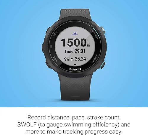 How Long Does It Take To Swim A Mile? 1 Garmin Swim 2, GPS Swimming Smartwatch for Pool and Open Water, Underwater Heart Rate, Records Distance, Pace, Stroke Count and Type, Slate Gray