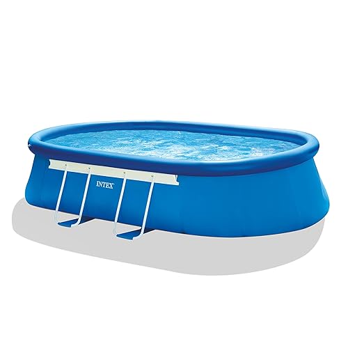Intex 18ft X 10ft X 42in Oval Frame Pool Set with Filter Pump, Ladder, Ground Cloth & Pool Cover