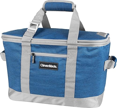 Keep Drinks Cold With The Best Soft Coolers for Camping Or At The Beach (2024) 5 CleverMade Collapsible Cooler Bag: Insulated Leakproof 50 Can Soft Sided Portable Beverage Tote with Bottle Opener & Storage Pockets, Blue/Grey