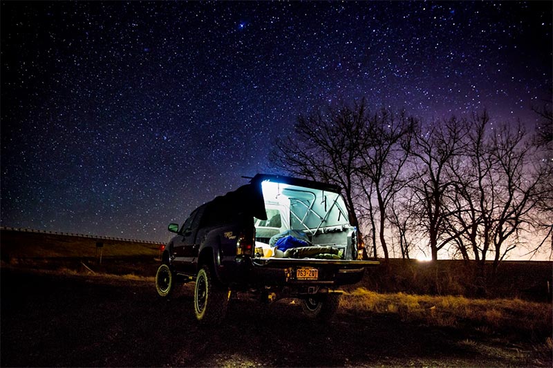 truck bed camping night