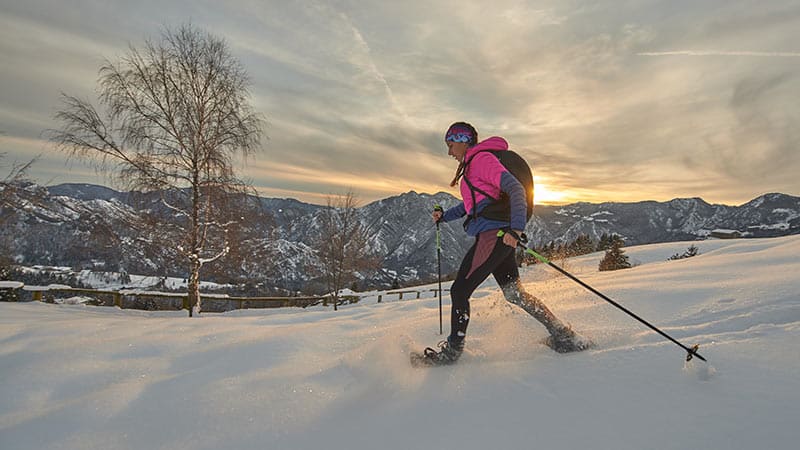 guy snowshoeing