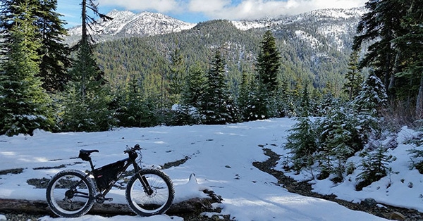 mountain bike in snow