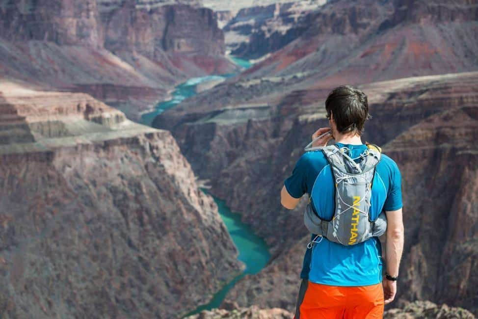 trail runner Grand Canyon runner using hydration pack